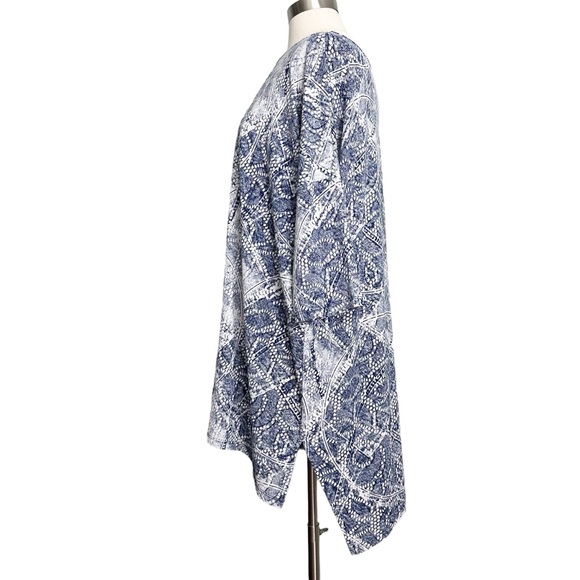 Clara Sun Woo Abstract Navy White Asymmetrical Hem Lagenlook Tunic Size L - Picture 6 of 10